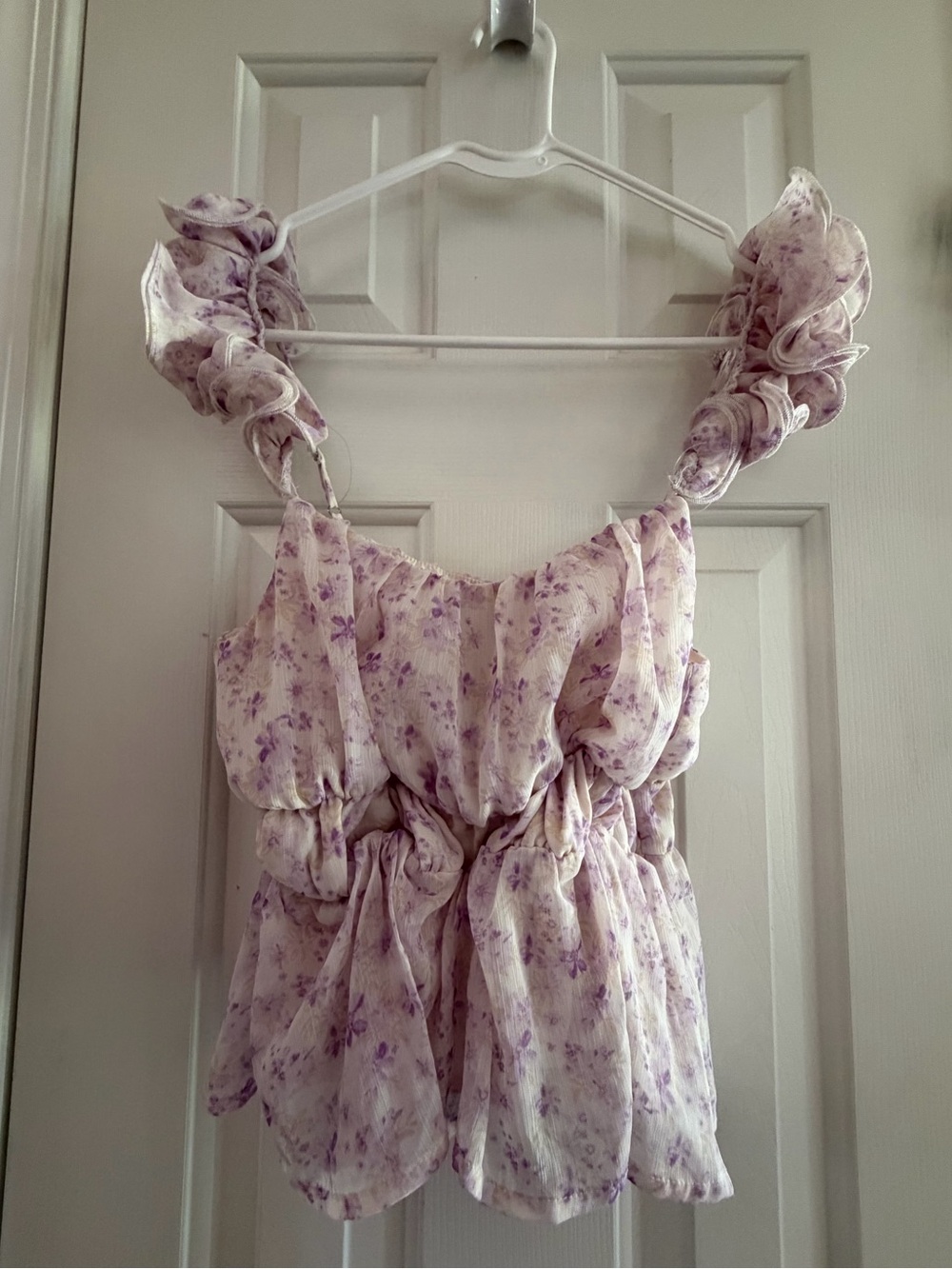 Lulu's Soft Blush Ruffled Strap Top